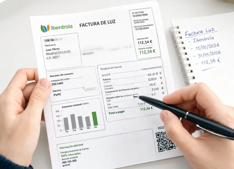 Análisis de la potencia contratada en una factura de luz en Móstoles para identificar ahorro potencial