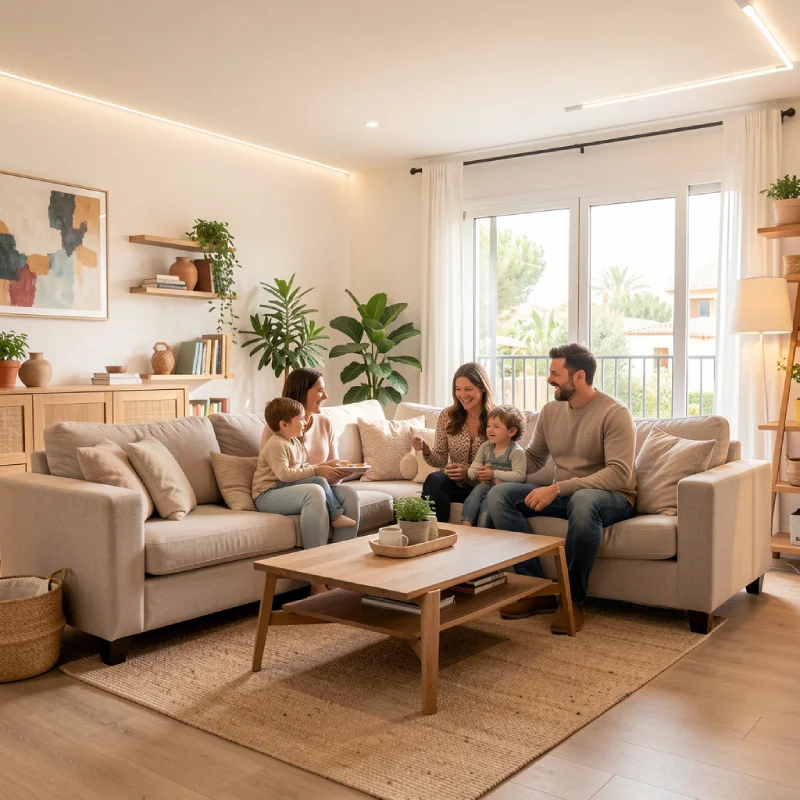 Familia en Móstoles ahorrando en su factura de luz y gas con el servicio gratuito de Alesan Soluciones