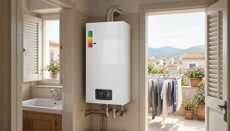 Caldera de gas en hogar de Móstoles con ahorro energético tras cambiar de comercializadora con Alesan Soluciones